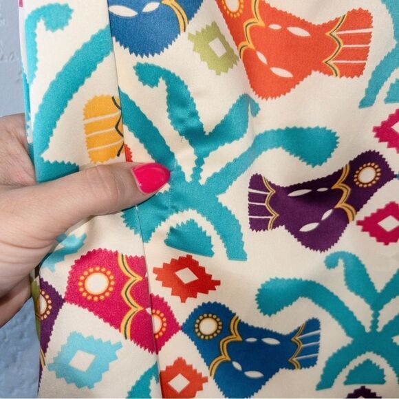 Judith March Cream Multicolored Bird Print Strapless‎ Dress Size Medium - Picture 4 of 7